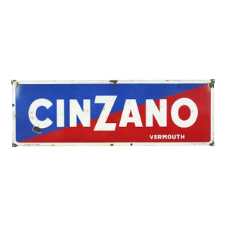1950s Original Cinzano Vermouth Enamel Advertising Sign For Sale