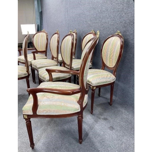 Mid 20th Century Vintage Louis XVI Style Oval Back Dining Chairs - Set of 8 For Sale - Image 5 of 8