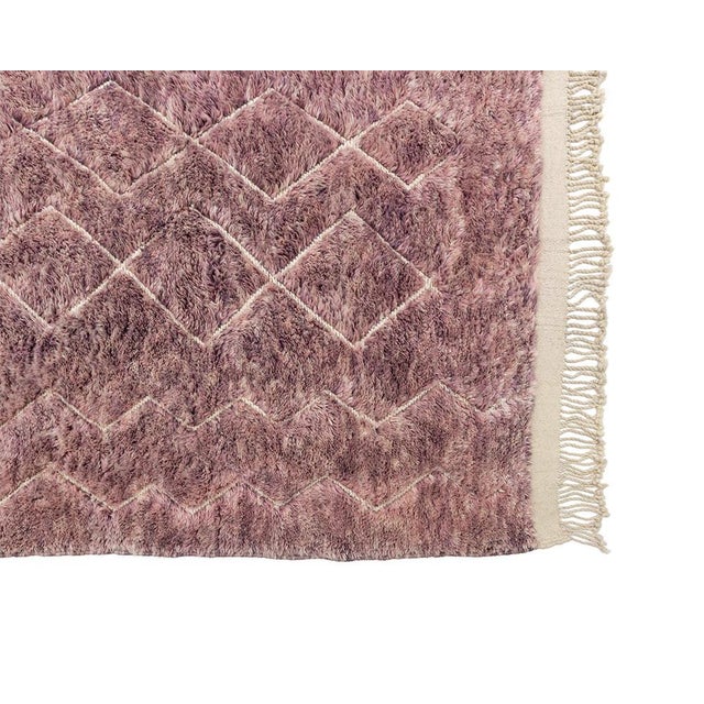 Rose Oversize Tonal Diamond Trellis Hand-Knotted Wool Rug | 12'0" X 10'1" | One of a Kind For Sale - Image 8 of 10