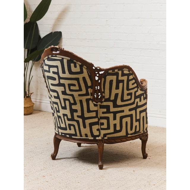 African Geometric Print Fabric on French Antique Chair For Sale - Image 11 of 11