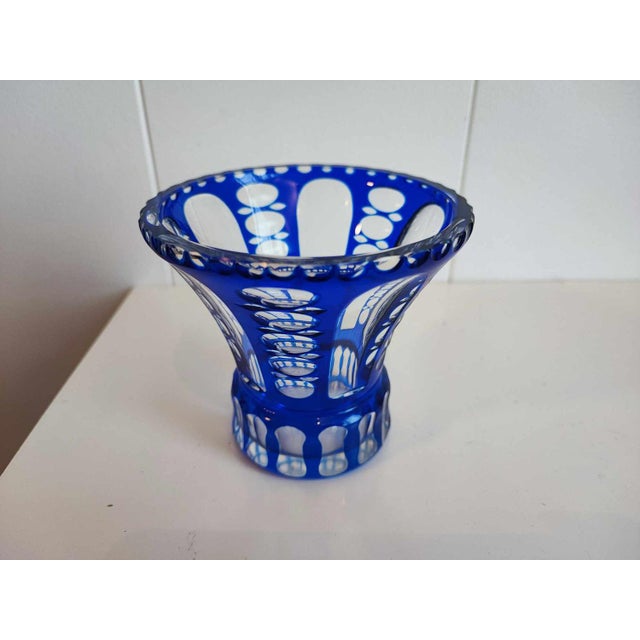 Pre-War Cobalt Crystal Vase, 1920s For Sale - Image 4 of 7