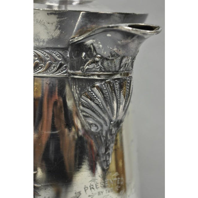 Antique Meriden Victorian LRG Silver Plated Floral Etched Pitcher, Engraved 1892 For Sale - Image 12 of 18