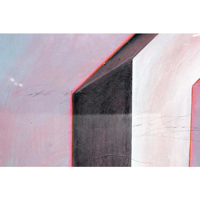 Paint 1986 “Freedom Towers” Abstract Surrealist Architectural Archway Drawing by Patrick Palmer, Framed For Sale - Image 7 of 10