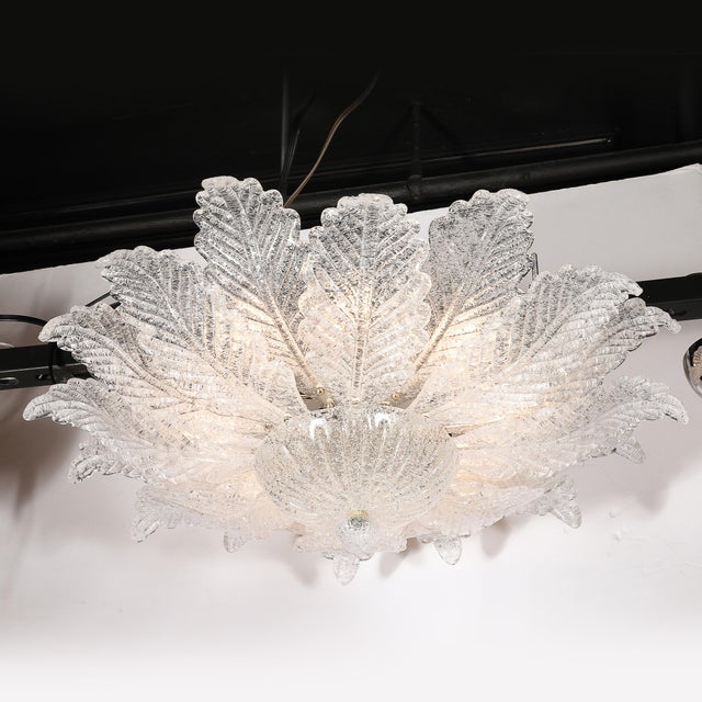 Glass Modernist Hand-Blown Mottled Murano Glass Acanthus Flush Mount For Sale - Image 7 of 18
