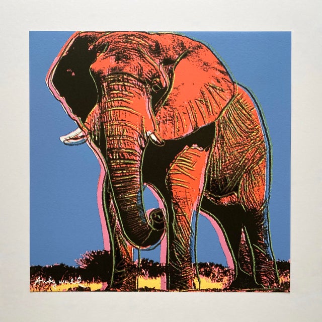 Contemporary Andy Warhol Vintage 1986 Limited Edition Endangered Species Large Fine Art Lithograph Print " African Elephant " 1983 For Sale - Image 3 of 14