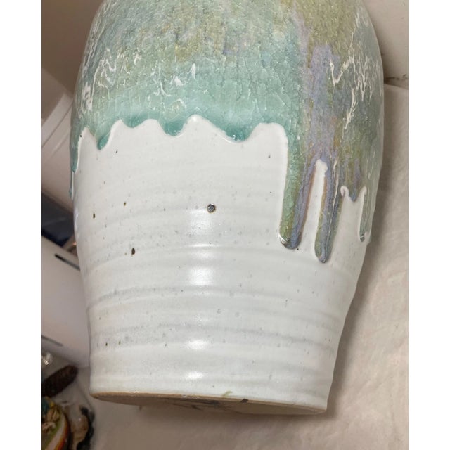 1990s 1990s Large Original Handmade Glazed John Shedd Stoneware Pastel Pottery Vase For Sale - Image 5 of 12