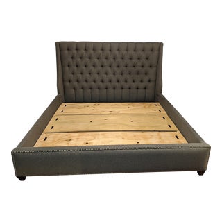 McCreary Modern Charcoal Wool Upholstered King Bed For Sale
