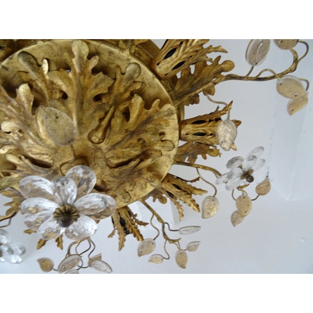Flush Mount Maison Baguès Crystal Flowers Leaves Chandelier 15 Lights No.2 For Sale - Image 6 of 11