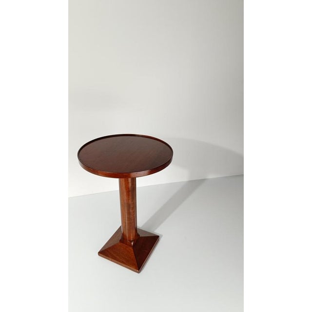 Vintage Art Deco Walnut Side Tables with Carved Column Pedestals, 1930s, Set of 2 For Sale - Image 17 of 18
