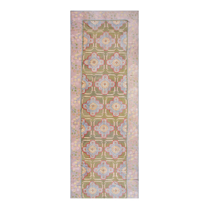 Vibrant Expression of Geometric With Rosette Center Baby Blue Color Antique Indian Cotton Dhurrie Rug