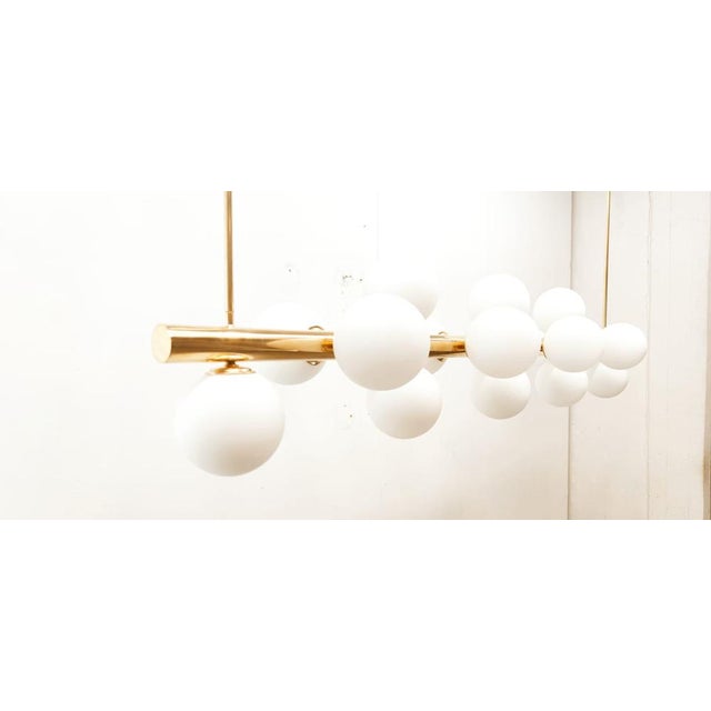 Metal Sputnik Brass Suspension with 16 Glass Shades For Sale - Image 7 of 17