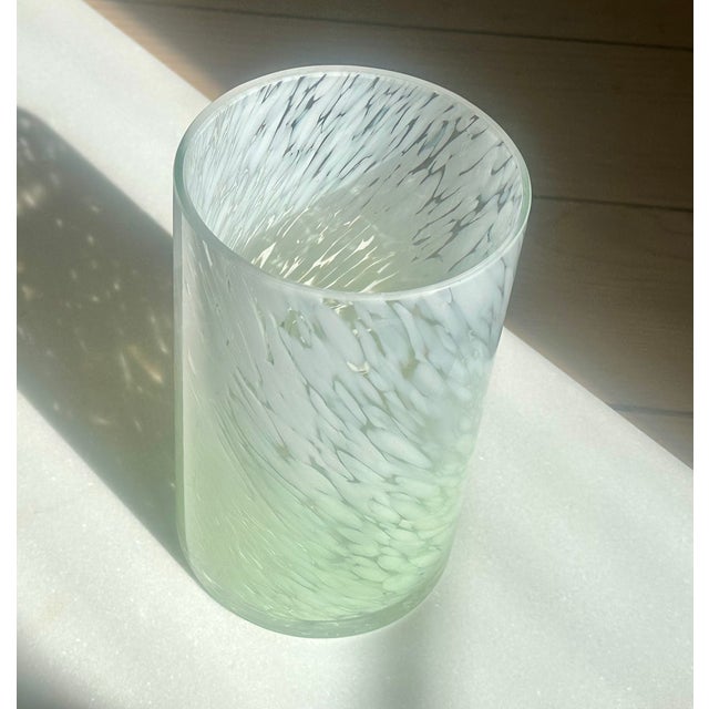 Murano Cenedese mid century modern swirl vase, elegant simplicity of form, features spiraling design, light green and...