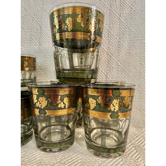 Mid 30th Century Cera “Golden Grapes Green” Cocktail Glassware - Set of 12 For Sale - Image 4 of 8