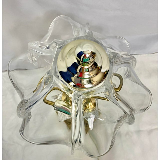 Brass Hand Blown Glass and Brass Table Lamp For Sale - Image 8 of 11