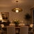 Not Yet Made - Made To Order Scalloped Brass Semi Flush Ceiling Light, Vintage Flower Pendant Fixture With Milk Glass Globe For Sale - Image 5 of 12