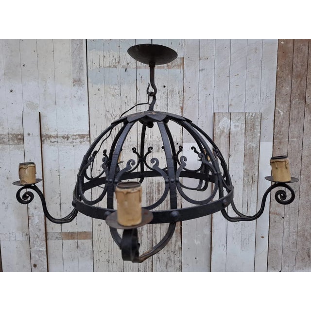 Early 20th Century Art Deco Dutch Wrought Iron Chandelier in the style of Amsterdam School For Sale - Image 16 of 16