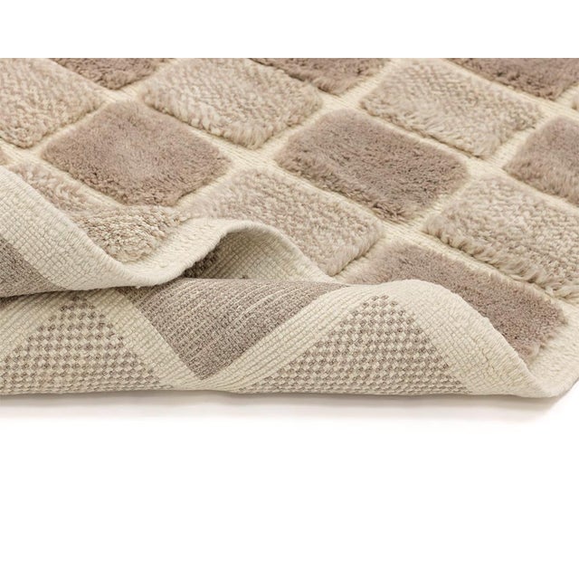 Contemporary Checkerboard Hand-Knotted Moroccan Wool Rug | 10'2" X 6'6" | One of a Kind For Sale - Image 3 of 7