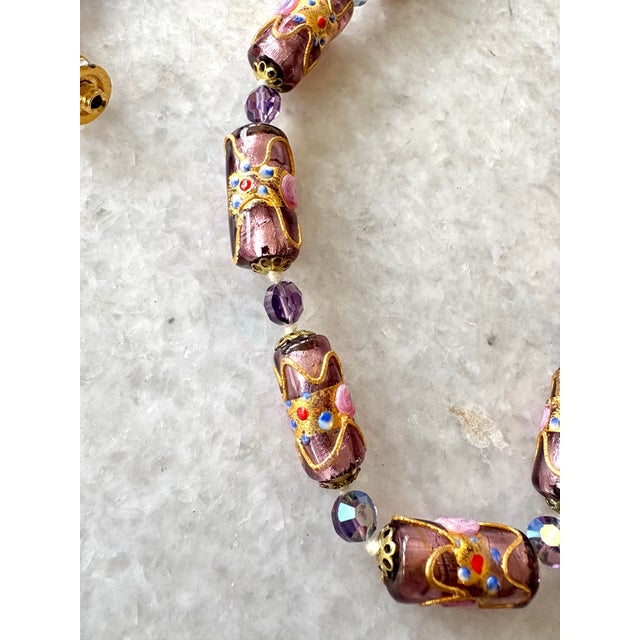 Contemporary Handmade Vintage Venetian Glass Beaded Necklace For Sale - Image 3 of 3