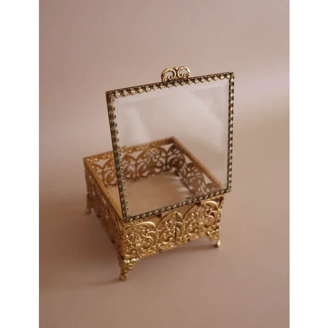 Vintage Gold Filigree Vanity Box For Sale - Image 4 of 5