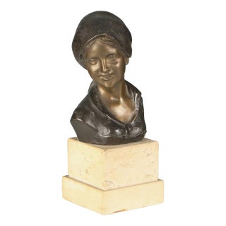 Giovanni de Martino, Half-Bust, 20th Century, Bronze and Marble For Sale