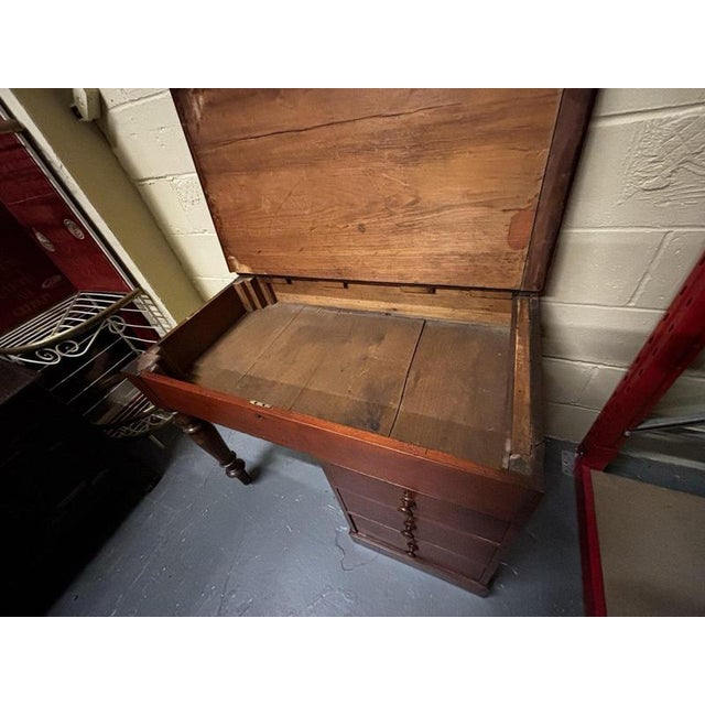 Victorian Mahogany Architects Desk with Drawers and Top Storage For Sale - Image 6 of 8