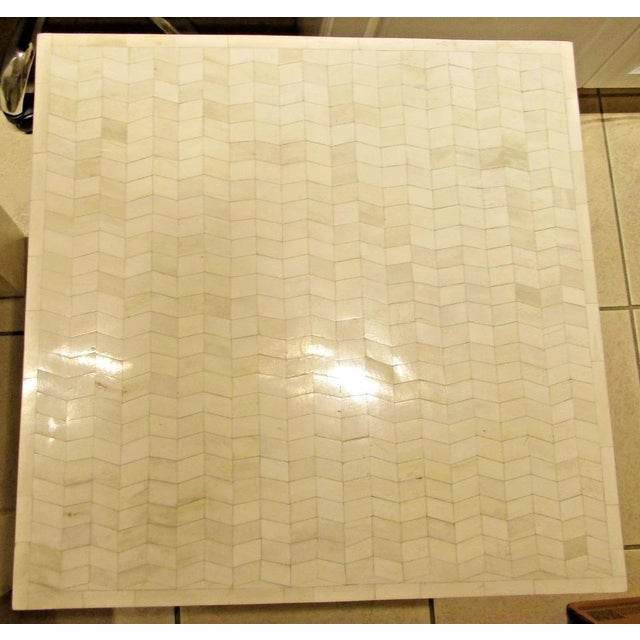 Matched Pair Tessellated Bovine Bone Parsons Style End Tables Circa 1980s For Sale - Image 12 of 12