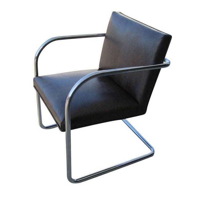 Thonet Mies Van Der Rohe Brno Chair With Embossed Leather, Attributed For Sale In Houston - Image 6 of 6