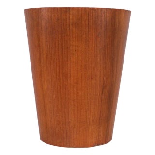 Teak Round Paper Basked, Sweden, 1960s For Sale