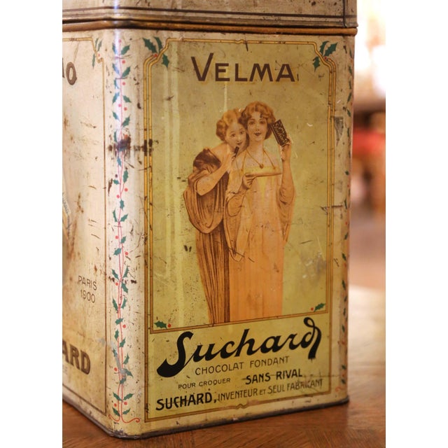 Early 20th Century Early 20th Century Suchard Lithographed Tin Cacao Advertising Box For Sale - Image 5 of 13