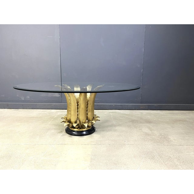 Italian Brass Leaf and Marble Coffee Table, 1970s, in Good conditions. Designed 1970 to 1979