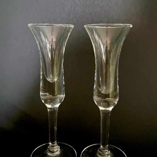 Mid-Century Modern Vintage Holmegaard Cordial Glasses – Set of 2 Tulip Stem Aperitif Glasses – Denmark For Sale - Image 3 of 6