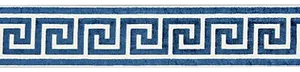 Sample, Scalamandre Greek Key Velvet Tape, Indigo