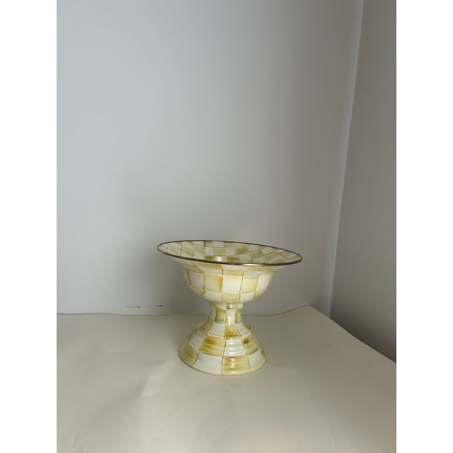 Purchased approximately 2015 from the Mackenzie-Childs Barn Sale. Metal enamel, hand wash.