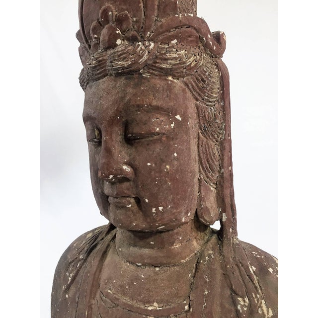 Chinese Artist, Large Bust of a Boddhisattva, 19th Century, Carved Wood For Sale - Image 5 of 9