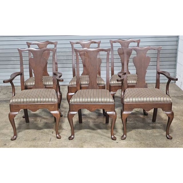 Store Item: Set of 6 Statton Chippendale Solid Cherry Dining Chairs Old Towne Maryland Made Description: Set includes 2...