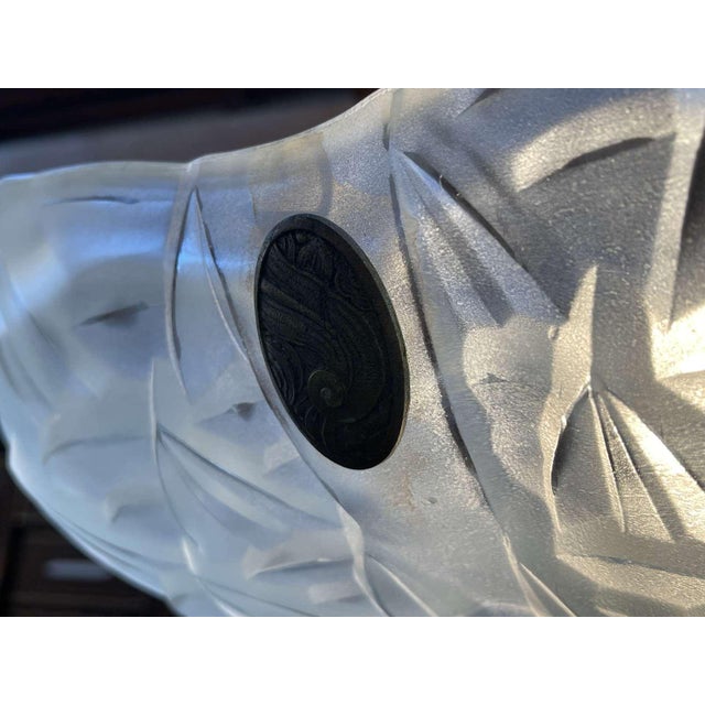 Art Deco Pendant Light in Molded-Pressed Glass from Degué For Sale - Image 8 of 18