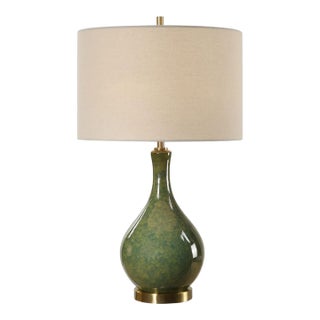 Olive Green Ceramic Table Lamp For Sale