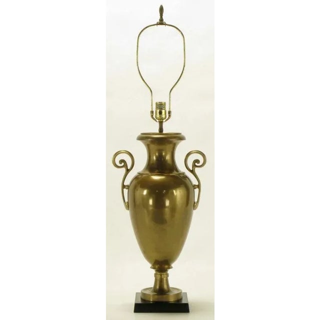 Art Deco Circa 1972 Chapman Brass Urn Form Table Lamp. For Sale - Image 3 of 9