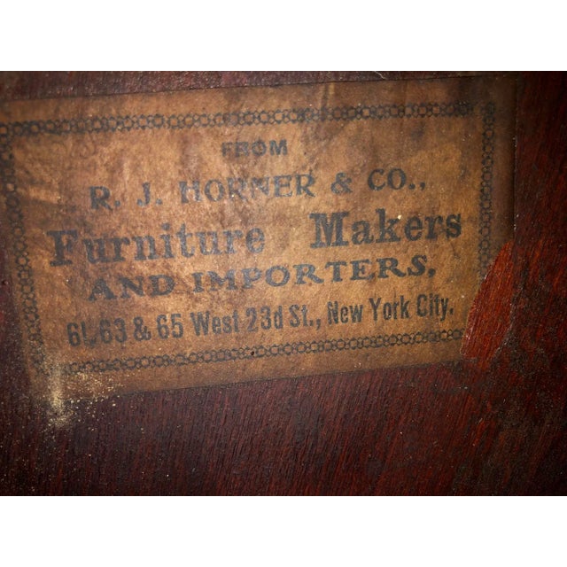 Vintage Stamped Rj Horner Inlaid Mahogany Edwardian Style Table For Sale - Image 12 of 13