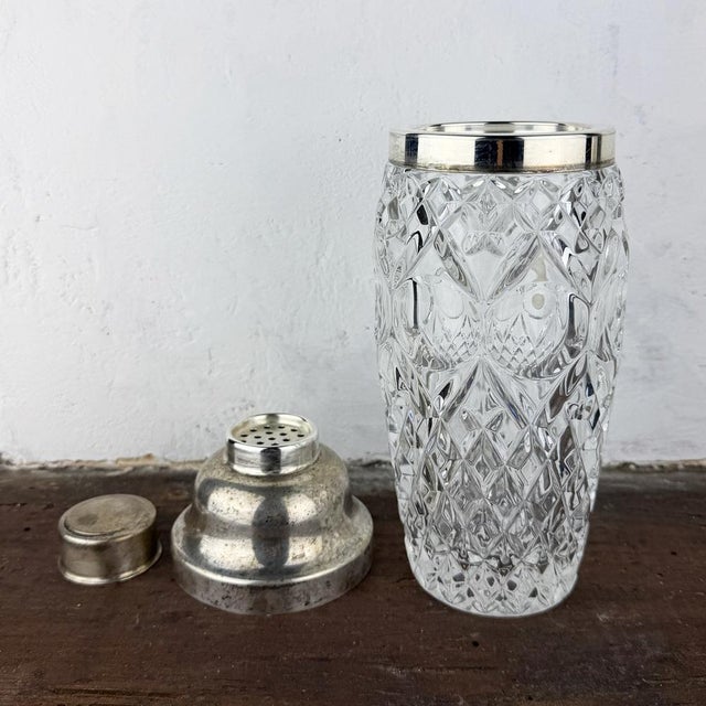 Silver Vintage Italian 800 Silver and Crystal Cocktail Shaker, 1940s For Sale - Image 8 of 13