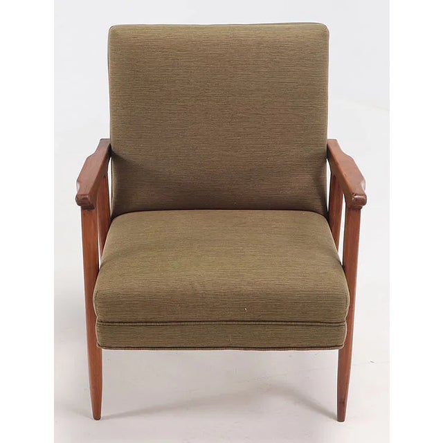 Pair of Walnut Open Arm Chairs, C. 1950 For Sale In Charlotte - Image 6 of 8