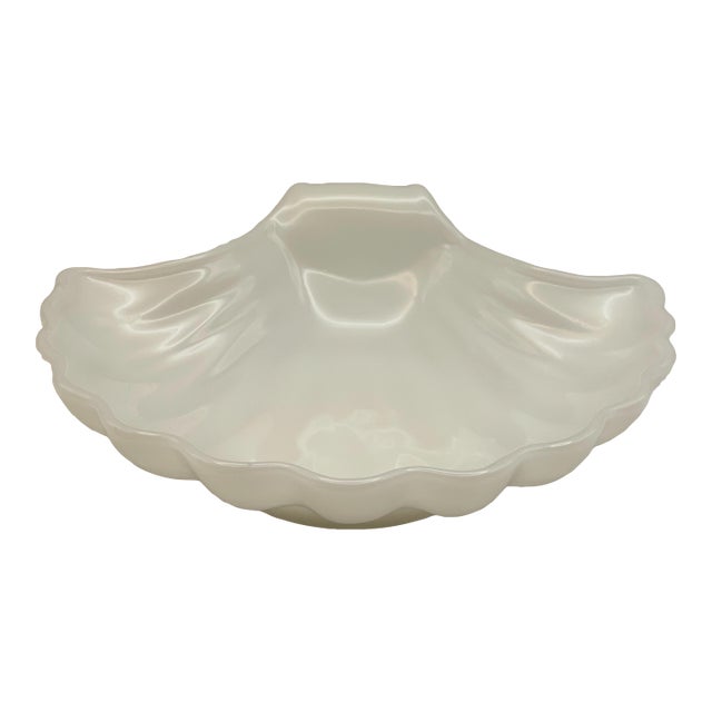 Vintage Milk Glass Seashell Dish For Sale