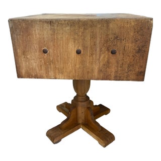 Antique Pedestal Base Butcher Block For Sale