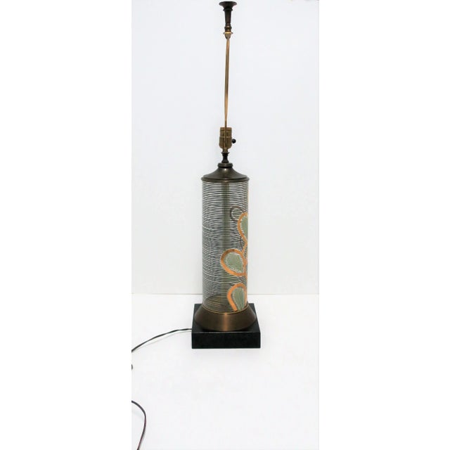 Midcentury Modern Black Gold Glass Brass Table Lamp Organic Modern Design For Sale - Image 9 of 11