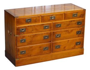 Vintage Military Campaign Record Player Cabinet with Drawers