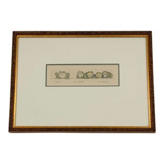 Vintage Rachel H. Badeau “Nearsighted” Original Hand-Colored Etching 224/225 For Sale