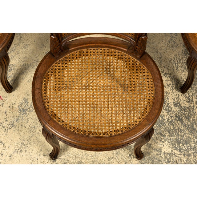Mid 19th Century Set of Six Mid-19th Century French Napoleon III Carved Oak and Cane Dining Chairs For Sale - Image 5 of 18
