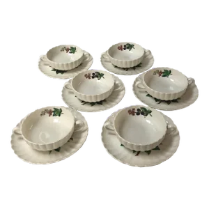 1960s Copeland Spode Glendale Handled Bowls and Saucers Floral Motif- 12 Pieces