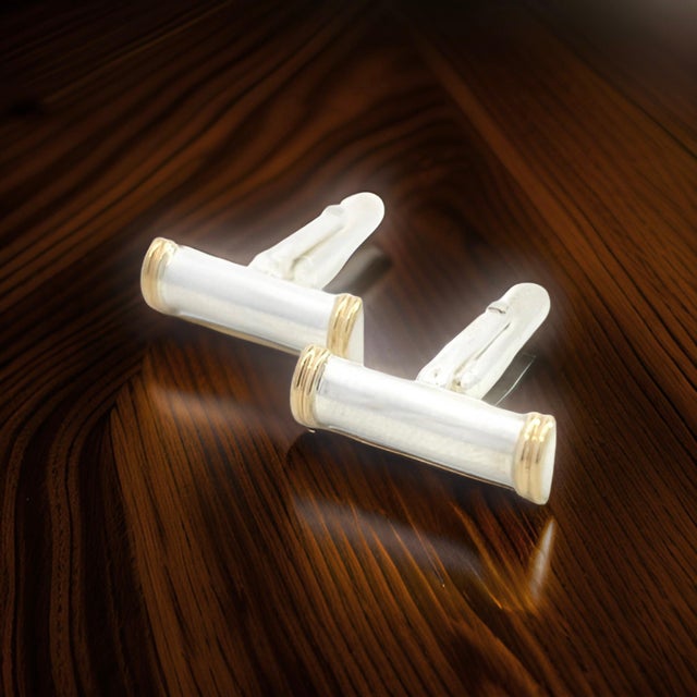 1990s Pair of Tiffany & Co Cufflinks 18k Gold Sterling Silver Estate For Sale - Image 11 of 11