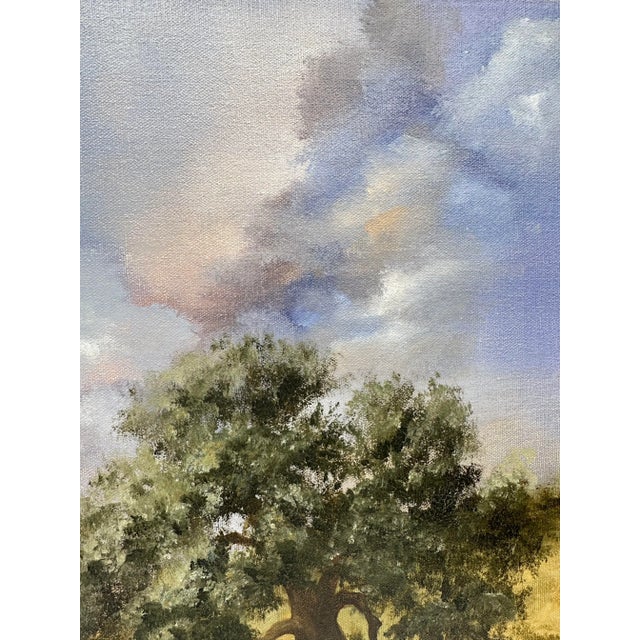 Vintage Traditional Realism Landscape Still Life Original Oil on Canvas, Blue, Green, Tan For Sale - Image 12 of 12